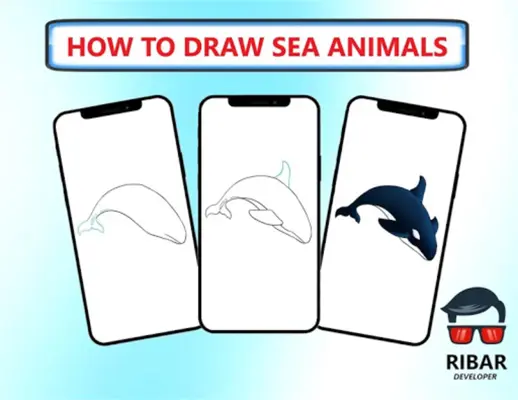 How To Draw Sea Animals android App screenshot 1